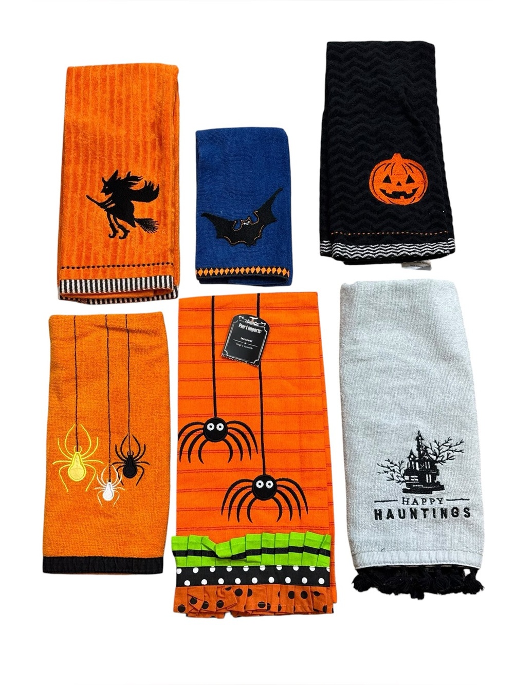 Lot of Six Mixed Brand Halloween‎ Towels - One brand new from Pier 1